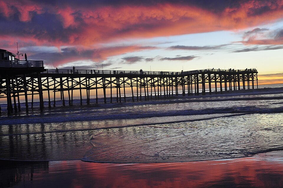 Crystal Pier at sunset in Pacific Beach